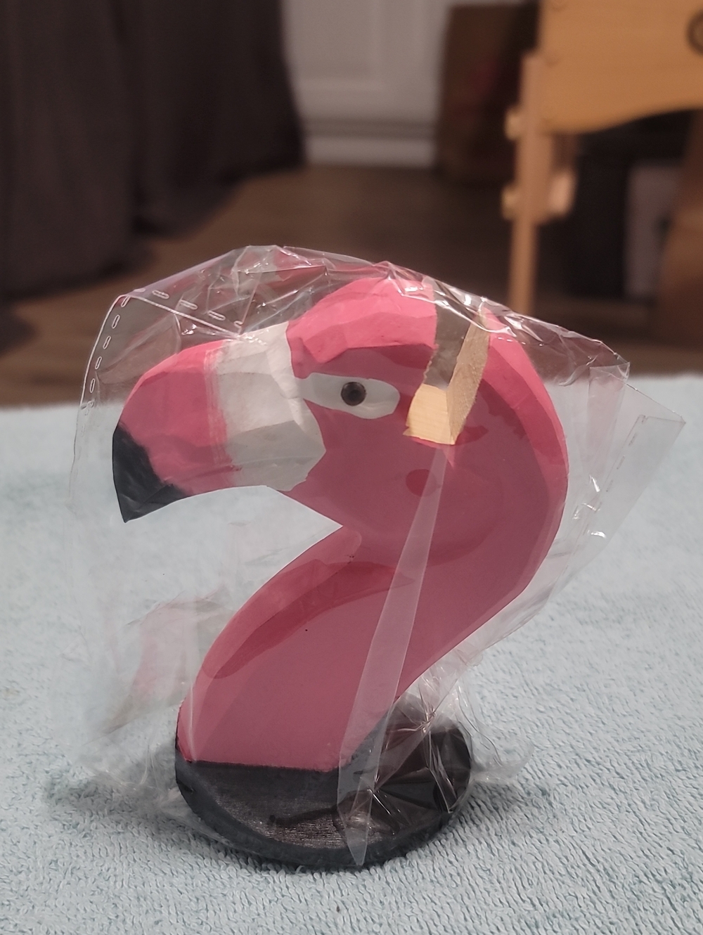 Pink Flamingo Wooden Bird Figurine - Holds Glasses And Sunglasses